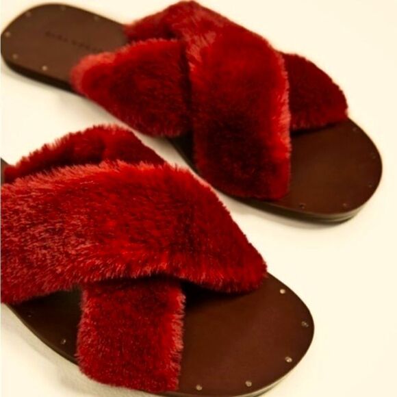 Zara Faux Fur Criss Cross Flat Slides-Size 37/6.5-7 - Picture 2 of 15